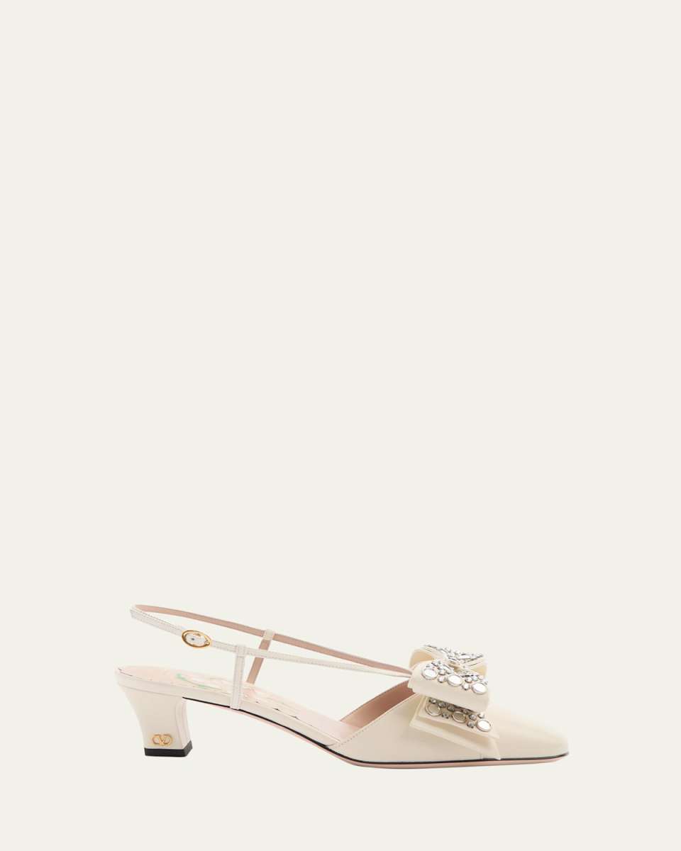 Bowow Studded Bow Slingback Pumps